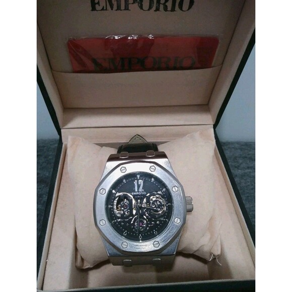 Emporio - Di Milano 3355 - Mens Automatic SkeletonWatch - Black Leather Band